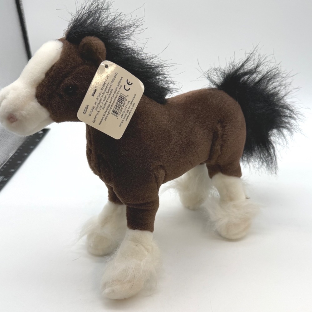 Gund Dale Horse Brown White Clydesdale Plush Stuffed Animal 42984 NWT